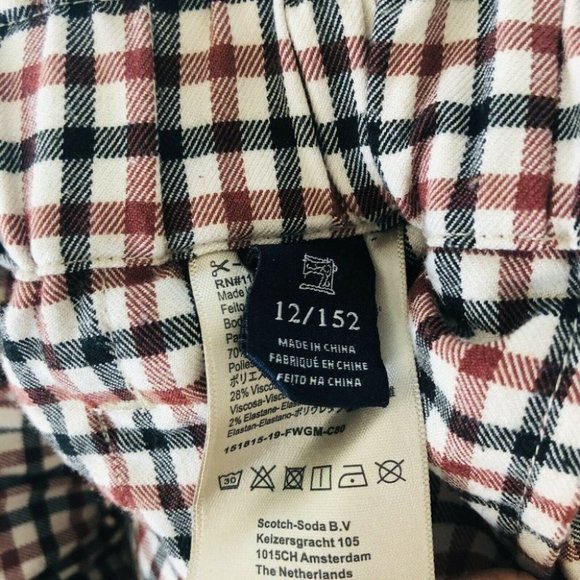 Scotch & Soda Belted Checked Pants Girls Size 12 With Waist Belt Tie - Picture 7 of 10